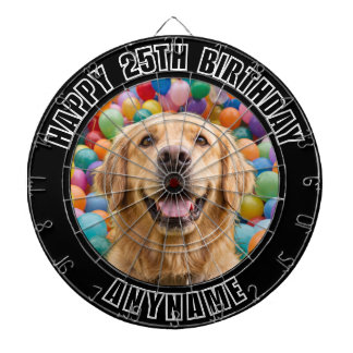 25TH BIRTHDAY Balloons Background CUSTOM DOG PHOTO Dartboard