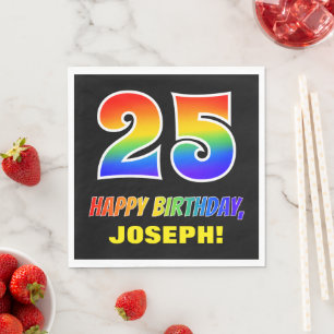 25th Birthday: Bold, Fun, Simple, Rainbow 25 Napkin