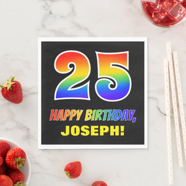 25th Birthday: Bold, Fun, Simple, Rainbow 25 Napkin (Insitu)