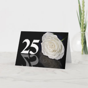 25th Birthday Card with a classic white rose
