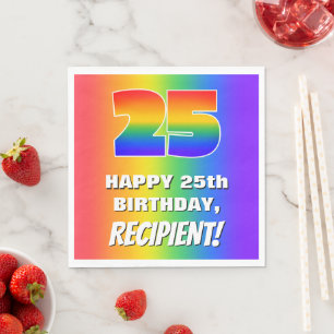 25th Birthday: Colorful, Fun Rainbow Pattern # 25 Napkin