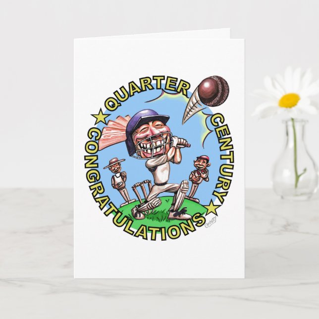 25th Birthday Cricket Card (Small Plant)