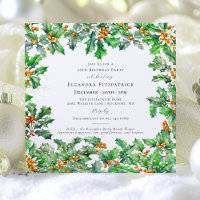 25th Birthday December Birth Flower Holly Square