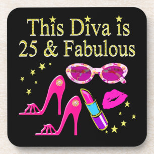 25TH BIRTHDAY FABULOUS DIVA DESIGN COASTER