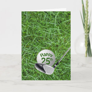 25th Birthday Golf Ball on Grass Card