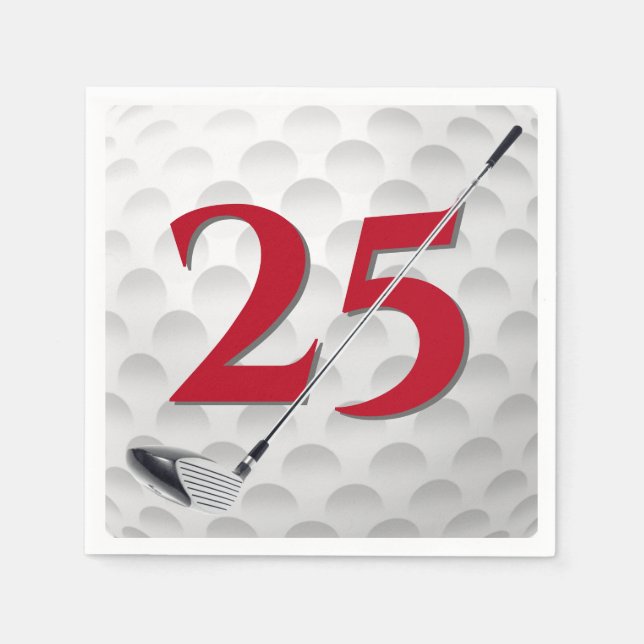 25th Birthday Golf Club Napkins (Front)