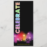 25th Birthday invitation<br><div class="desc">Celebrating a Birthday at a nightclub? - this is the perfect invitation that doubles as an entry ticket,  a colourful design with clear text,  invitation with dancing crowd and neon colours. Customise as required.</div>