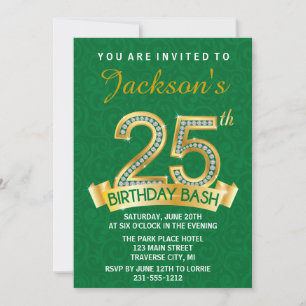 25th Birthday Invitation Diamond Milestone Invite