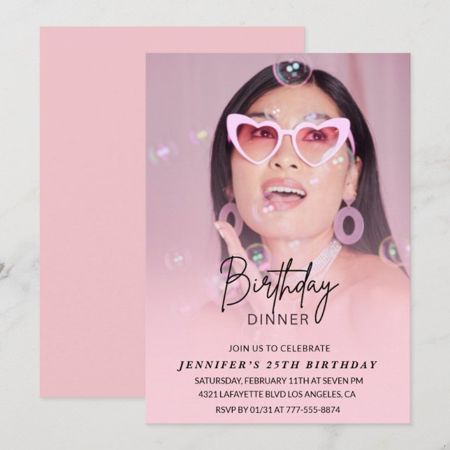 25TH birthday invitations Birthday Dinner Photo (Front/Back)