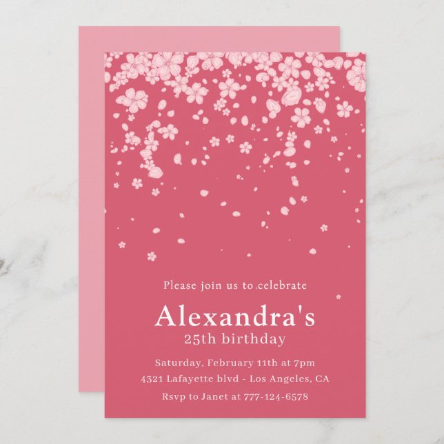 25th birthday invitations Boho Floral Beautiful (Front/Back)