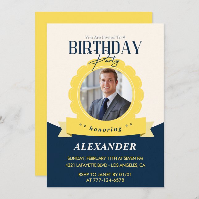 25th birthday invitations Men Badge Photo (Front/Back)