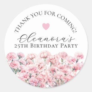 25th Birthday January Birth Flower Custom Favor Classic Round Sticker