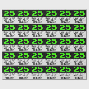 25th Birthday - Nerdy / Geeky Style "25" and Name Wrapping Paper