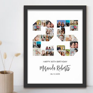 25th Birthday Number 25 Custom Photo Collage Poster