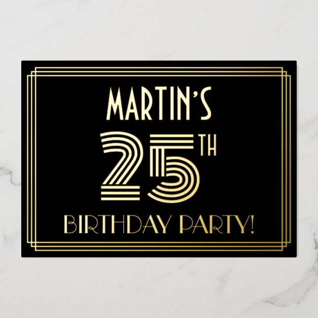 25th Birthday Party — Art Deco Style “25” + Name (Front)