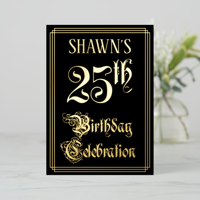 25th Birthday Party — Fancy Script & Custom Name (Standing Front)