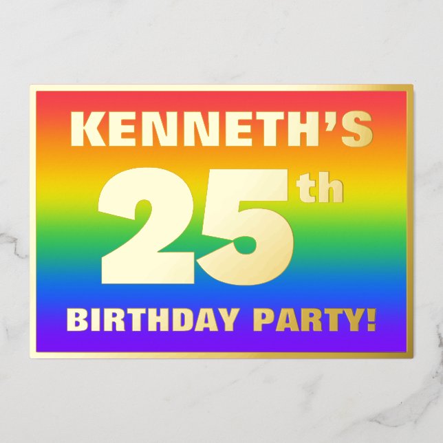 25th Birthday Party: Fun, Colourful Rainbow Patter (Front)