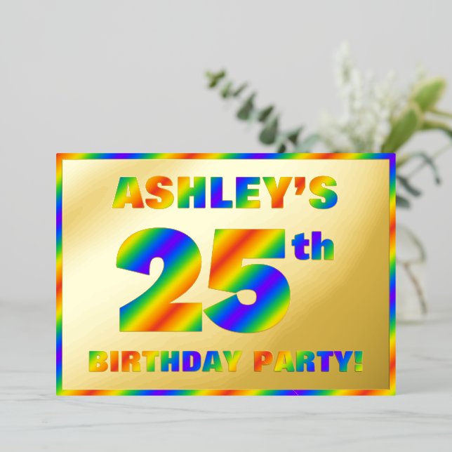 25th Birthday Party — Fun, Rainbow Spectrum “25” (Standing Front)