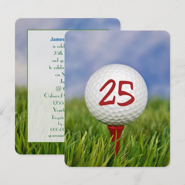 25th Birthday Party Golf theme Invitation (Front/Back)