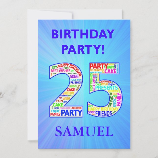25th Birthday Party Invitation Add a Name (Front)