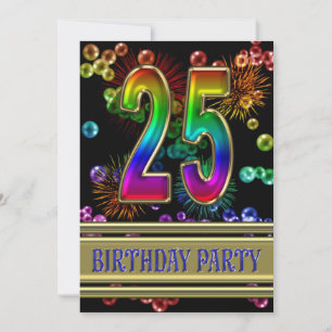 25th Birthday party Invitation with bubbles