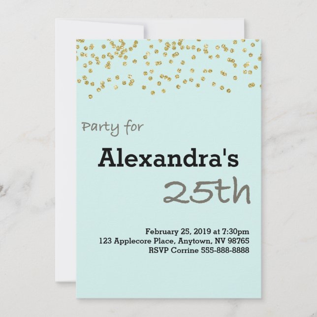 25th Birthday Personalised in Pastel Colours Invitation (Front)