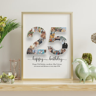 25th Birthday Photo Collage Poster