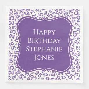 25th Birthday Purple Random Pattern 25 Napkin