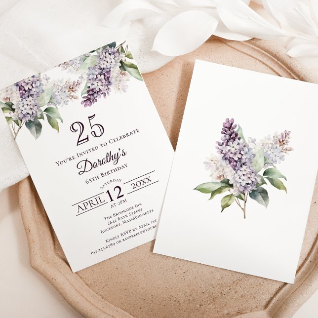 25th Birthday Purple Spring Lilac Flower Invitation (Creator Uploaded)