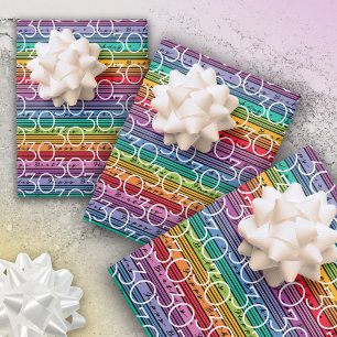 25th Birthday Rainbow Stripes Wrapping Paper Sheet