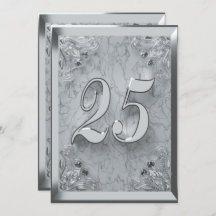 25th Birthday Regal Silver Marble Greeting or