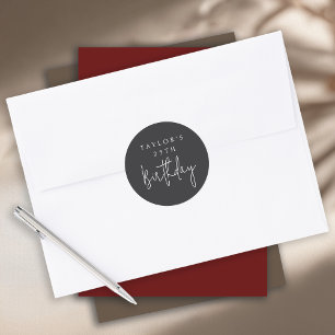 25th Birthday Simple Minimalist Flat Black Classic Round Sticker