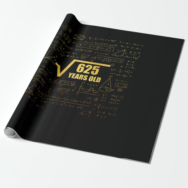 25th Birthday Square Root of 625 25 Years Old Wrapping Paper (Unrolled)