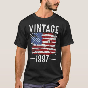 25th Birthday Usa Flag Vintage American Flag 1997 T-Shirt