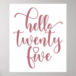 25th Birthday Women Hello 25 Cute 25 Years Old Poster