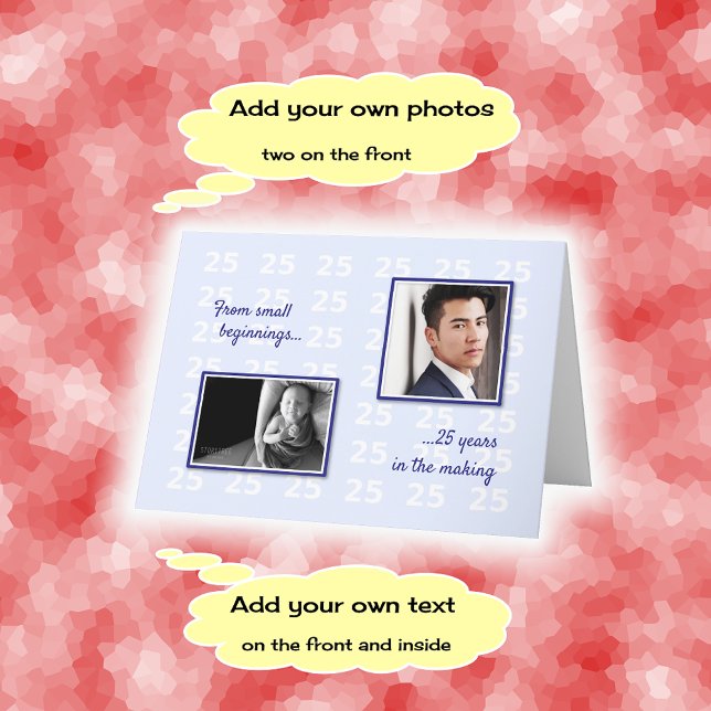 25th birthday your photos and text blue card (Creator Uploaded)