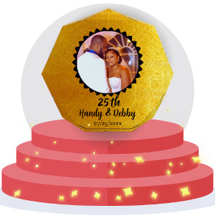 25th Gold Black Anniversary Gift Keepsake Photo Block