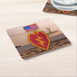 25th INF DIV infantry division veterans vets Square Paper Coaster