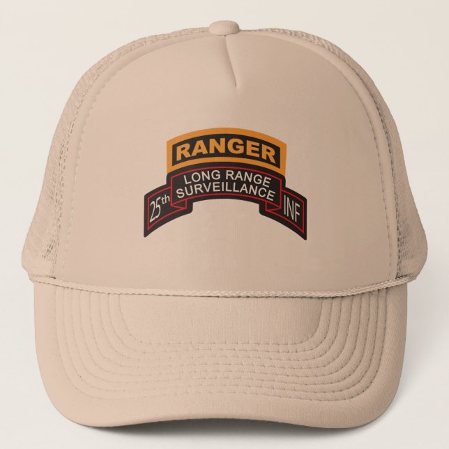 25th Infantry Division LRS Scroll, Ranger Tab Trucker Hat (Front)