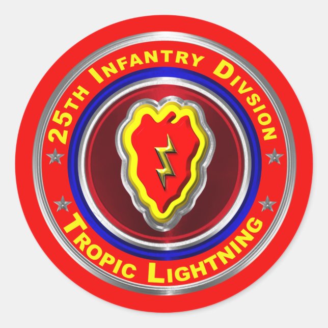 25th Infantry Division “Tropic Lightning” Classic Round Sticker (Front)