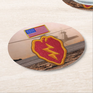 25th infantry division veterans vets round paper coaster