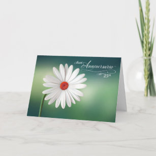 25th Italian Anniversario Wedding White Daisies Card
