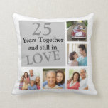 25th Multi Photo Wedding Anniversary Pillow<br><div class="desc">A great way to celebrate your 25th Wedding Anniversary or a beautiful gift for someone you love! The number 25 can be changed to suit your anniversary milestone. Check for matching items in my store. // FOR BEST RESULT: Use photos where the people are well centred. // If you need...</div>