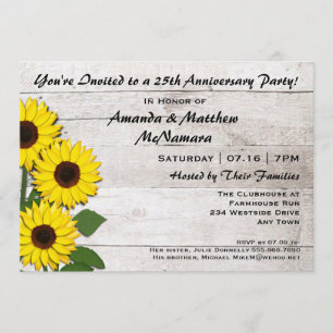 25th or Any Anniversary Party Sunflower Invitation