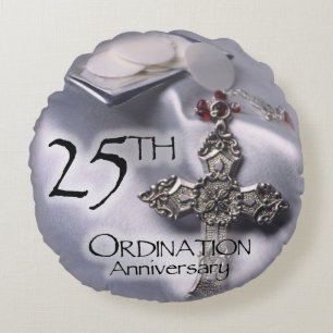 25th Ordination Anniversary Cross Host Round Cushion