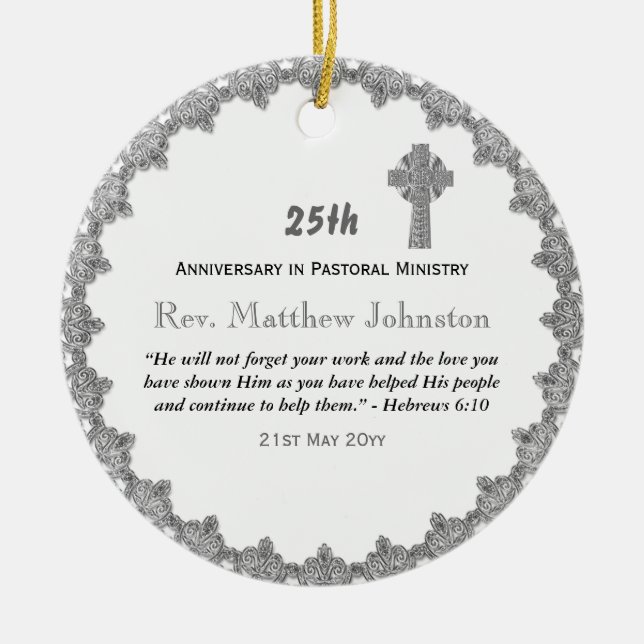 25th Ordination Anniversary Personalised Scripture Ceramic Ornament (Front)