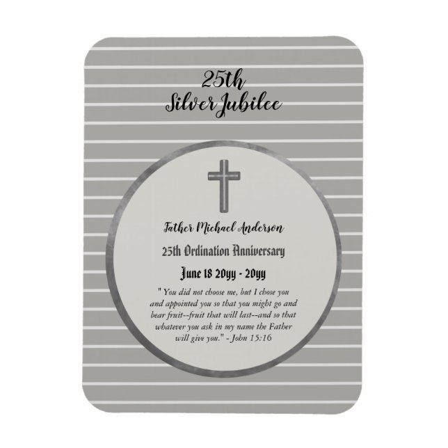 25th Ordination Anniversary Priest silver Jubilee Magnet (Vertical)