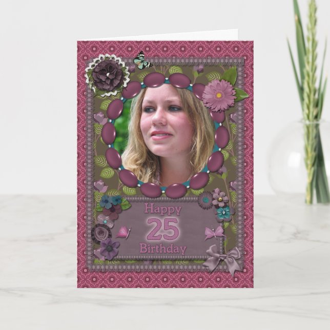 25th Photo card for a birthday (Front)