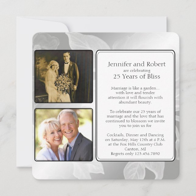 25th Rose Garden Photo Anniversary Invitation (Front)