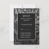 25th Silver and Black Damask Anniversary  - RSVP
